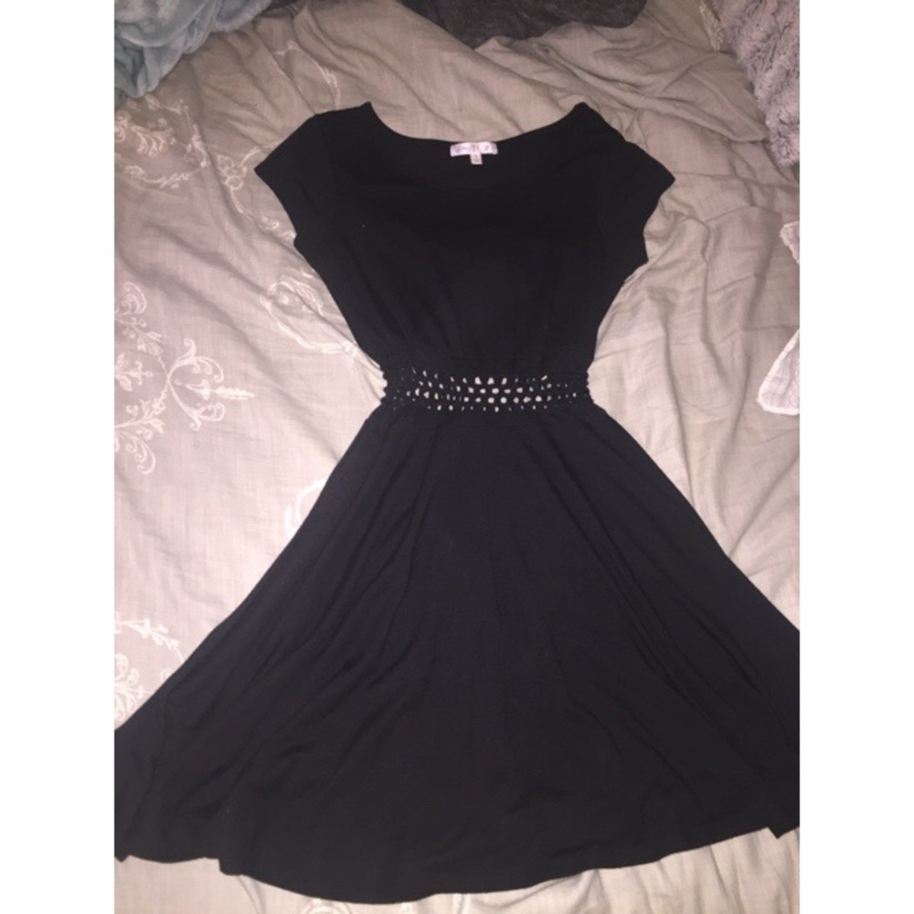 Cute Black Dress with Crochet Waist